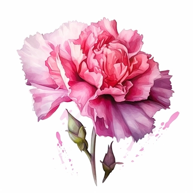 isolated clipart on a white background of a watercolor beautiful flowers Carnation illustration, in the style of zbrush, storytelling, mashup of styles, in the style of daniel f. gerhartz, transcendent, nikon d850, art of burma, captures the essence of nature, in the style of organic forms and patterns, expansive skies, hyper-detailed illustrations, i can't believe how beautiful this is, lively colors