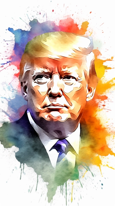 watercolour Donald Trump clipart, hd, isolated on white background, png, vector