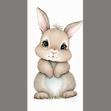 Bunni little animal clipart, baby portrait cub, kids cute, nursery art, baby-shower PNG, Transparent backgraund