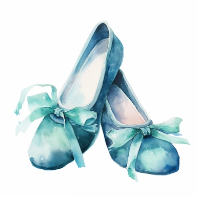 watercolour Turquoise ballet shoes hd clipart white background
