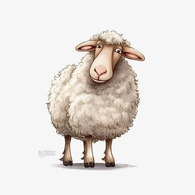 Hd clipart, sheep, cartoon style, white background, fully detailed