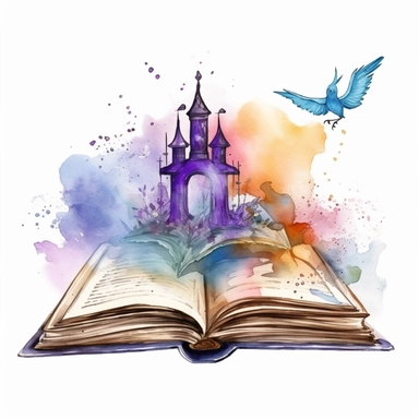Watercolor Fantasy Book Sublimation Clipart, Clipart, white background, no watermark, no text, no word,
