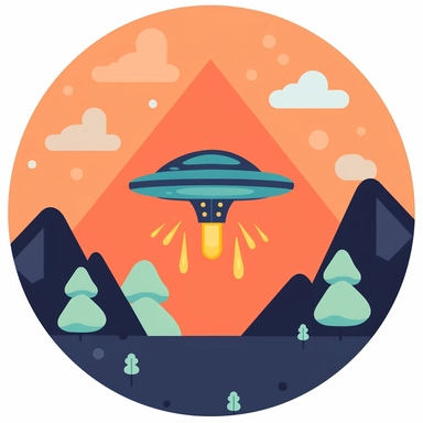 ufo crash, in the style of a minimalistic design, basic clipart