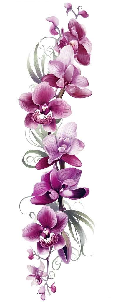 In the midst of your design journey, it's time to create eye-catching orchid border clipart that will add a touch of sophistication your invitations. Your task is to develop a versatile orchid clipart design, isolated on a clear white background. Consider the lines, shapes, and intricate details that make orchids unique. Embrace your artistic style, whether it's whimsical, realistic, or minimalist, and create a set of clipart elements that capture the essence of these enchanting flowers. Soft pa