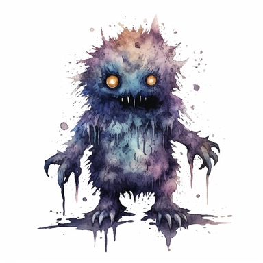mystical dark scary watecolor halloween monster clipart, hd 4k, detailed, focused, isolated on white background