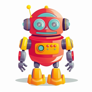 cute bright colorful cartoon robot, in the style of george ault, clipart, white background