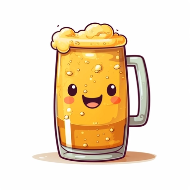 kawaii Beer Mug clipart isolated on white background, father's day