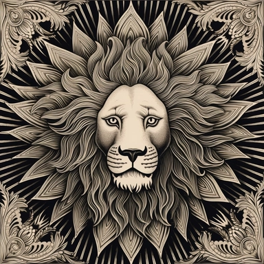 Prompt: Craft a black and white tattoo design that merges modern intricacy with timeless symbolism. At the heart of your design should be a calm, fearless lion, a beacon of majesty and might, standing resolute before a radiant sun. This lion-sun tableau must echo the aesthetics of the Persian 'shir-o-khorsheed' emblem, known for its deep-rooted symbolism in Iran's pre-revolutionary heritage. The lion's demeanor should exude an air of tranquillity and fearlessness, a regal beast emanating calm in
