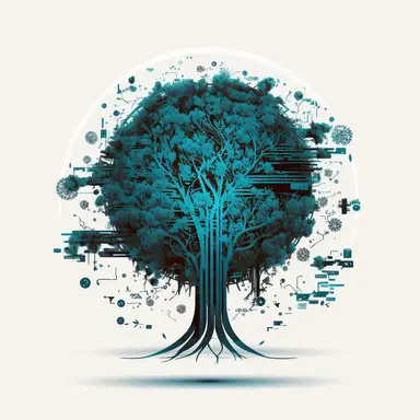 planet earth, glass morphism, tree, leaves, blue, simple, clean white background, digital, circuit board, icon, clipart, futuristic, 2D, flat, svg, sci-fi, 4k, vector