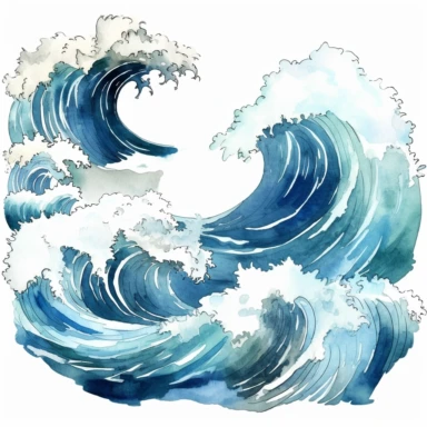 Watercolor Ocean Waves Clipart - nautical watercolor wave clip art, clipart, white background