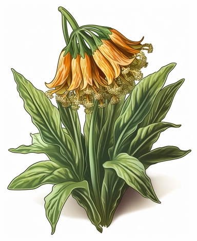 Isometric Sticker Clip Art of Fritillaria imperialis, the crown imperial, imperial fritillary, one stem