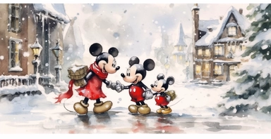 Adorable Christmas scene, clipart, disney animation style, watercolor, white background, I can’t believe how beautiful this is