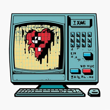 y2k simple computer screen with error messages clipart