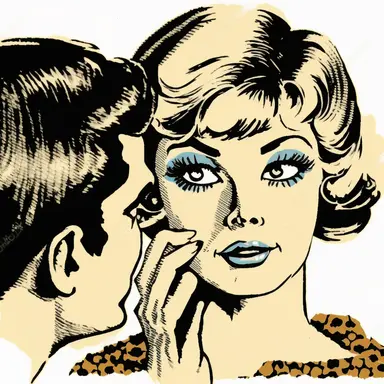 1960's clipart vector graphic, retro, vintage, woman staring.