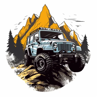 Jeep climbing a big mountain clipart png file