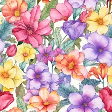 watercolour may flowers watercolor collage, in the style of colorful arrangements, combining natural and man-made elements, ferrania p30, pointillist florals, svg, clipart