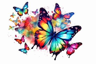 ultra HD, most insane, awsome, 50 flying butterflies, wallpaper, side view, watercolor, top view, high click conversion, new color, clipart, hd, on white background