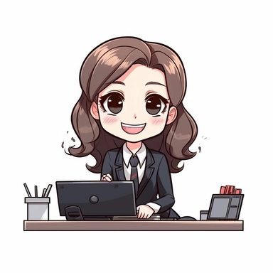 happy cute Secretary face, cartoon, clipart, mascot, isolated on white background