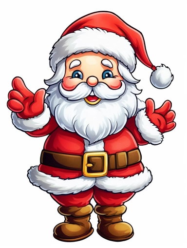 1 Detailed Christmas Cute Santa Clipart, 5 Fingers, Simplified,
