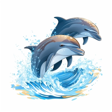clipart Playful dolphins jumping out of water