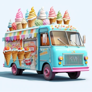 ultra detailed loaded ice cream van clipart 8K