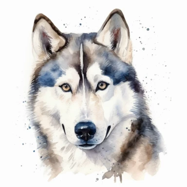 husky clipart, watercolor