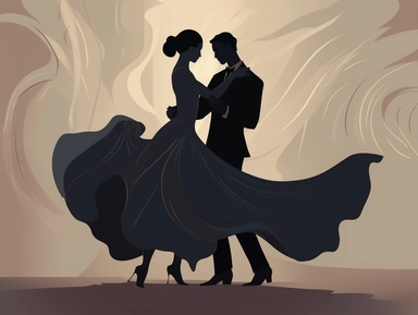 A graceful clipart showcasing a couple engaged in a romantic dance, depicted in elegant silhouettes. The flowing movements and close embrace capture the beauty and romance of the wedding dance, portraying a moment of joy and togetherness.