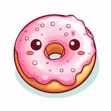 a kawaii donut clipart, white background