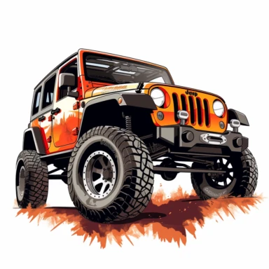 Lifted jeep sublimation clipart, neat, clean, detailed, white background, vibrant and bold colors, neat, clean, vector art