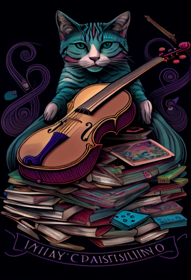 a violin sitting on top of a pile of cards, a character portrait, inspired by Louis Wain, pixabay contest winner, cheshire cat death tarot card, clipart icon, streaming on twitch, spritesheet, puppet on a string, world series of poker, bass drum, game asset, kintsugi, HD,