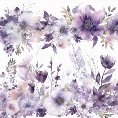 Watercolor soft pale purple Floral Borders purple Wild Flowers translucent Watercolor purple Flowers Clipart Premade Borders Wedding Clipart Borders border of dark purple wild flowers on all white background 4