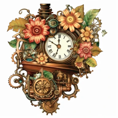 Immerse yourself in the whimsical world of steampunk and create a collection of vibrant and attention-grabbing steampunk floral arrangements clipart. Utilize a mixed media approach, combining traditional and digital techniques to achieve a unique and visually striking result. Incorporate steampunk elements such as gears, cogs, and vintage machinery, seamlessly blending them with the organic beauty of flowers and foliage. Draw inspiration from artists like Gustave Doré and H.R. Giger, infusing th