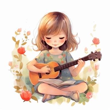 taylor swift, folk art, watercolor, clipart elements, kawaii, white background