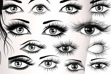 real eye lashes on a white background in silhouette style white background, fake eyelashes svg clipart, negative space + Sharp + realistic, photo realistic, cinematic, symmetrical, high detail,