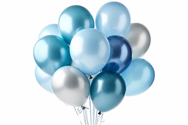shades of blue balloons bunched up side by side, clip art, colourful stock photography, white background