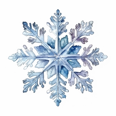 watercolor clipart of Christmas snowflake, isolated on white background