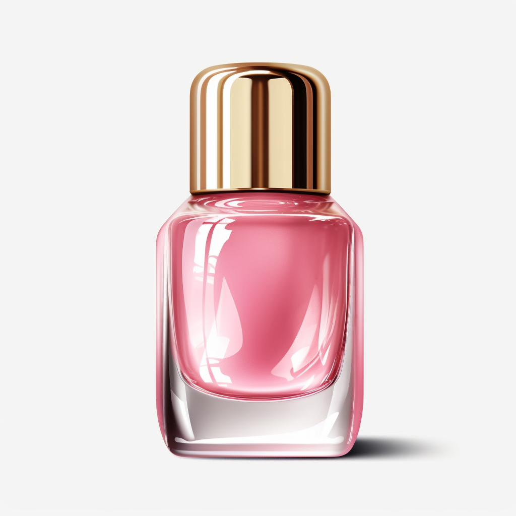 pinkish nail polish in glass bottle with golden cap, clipart style, to ...