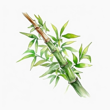 BAMBOO SOFT WATERCOLOR, HIGH DETAIL, MODERN REALISTIC CARTOON STYLE, 8K WHITE TRANSPARENT BACKGROUND, CLIPART--AR 3:2