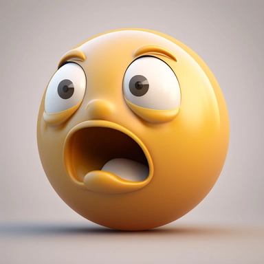 slightly suprised spherical emoji with closed mouth 3d render clipart 8k