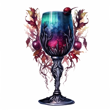 watercolour Victorian Gothic fancy wine glass, dark Gloomy shades of iridescent. mysterious, fantasy, highly detailed, 32k, isoplated on a white background, clipart - <@1098423716465102849> (relaxed)