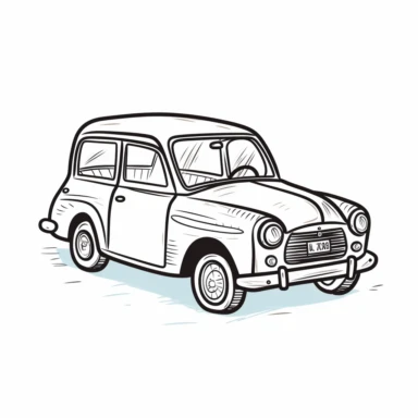* car clipart, hand drawn car, doodles, cute car, clean and simple line art, no shadows, no background