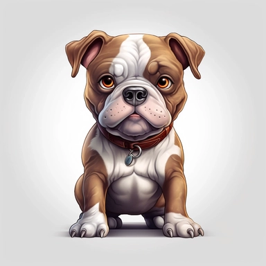 AMERICAN BULLY CLIPART, CARTOON, VECTOR, STRONG DOG, MUSCLE, AMERICAN BULLY MINI, EXOTIC BULLY, color dog white and chocolate, ASPHALT, ULTRA RESOLUTION , 4k, high resolution, 3d