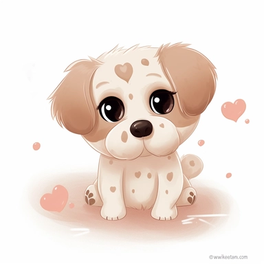 A heart-melting baby dog illustration clipart, featuring an irresistibly cute puppy with round puppy eyes, a tiny wet nose, and floppy ears, sitting on a clean white background, emanating innocence and playfulness, Illustration, digital art, with a soft and pastel color palette