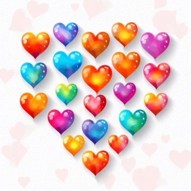 create cute heart stickers , cliparts in oil painting color.