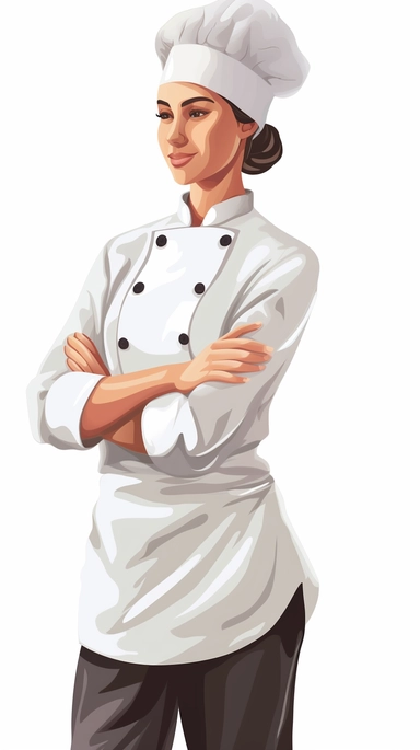 a chef male or female, clipart style, white background