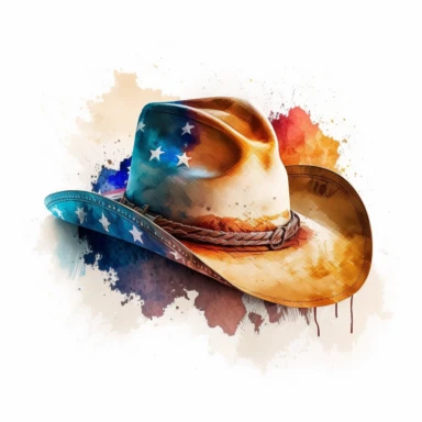 isolated watercolor independence day cowboy hat clipart white background