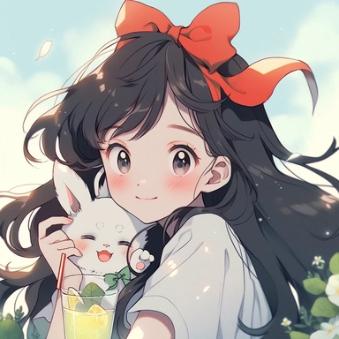 1970s anime style, old era retro style, a close-up shot of a girl, 15 years old, long black hair, 37 points bangs, bow hair clip, gray green V-neck print short sleeve, a cute white cat on the shoulder, holding a cup of lemonade, sweet, light, sky background