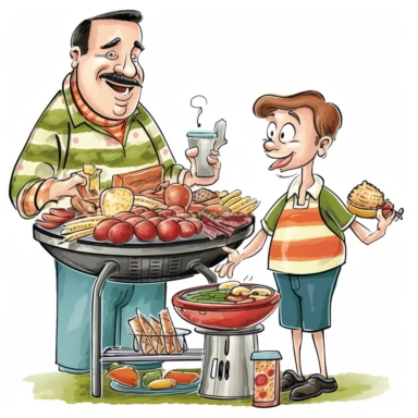 BBq grill, father, clipart,