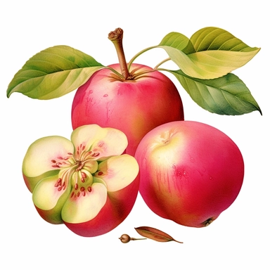 An endearing watercolor Malay Apple, Rose Apple, and Bell Fruit clipart of Malay Apple, Rose Apple, and Bell friuit, cut in differet style 300DPI