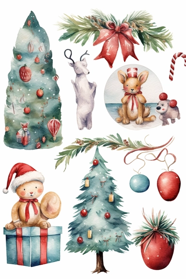 water color clipart christmas bundle